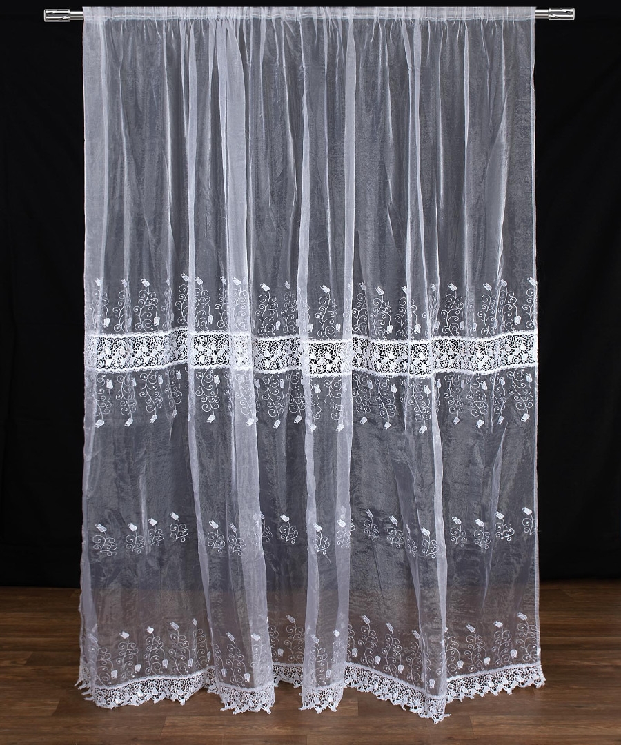 Κουρτίνα MK15 (280cm x 300cm) με τρέσα λευκή