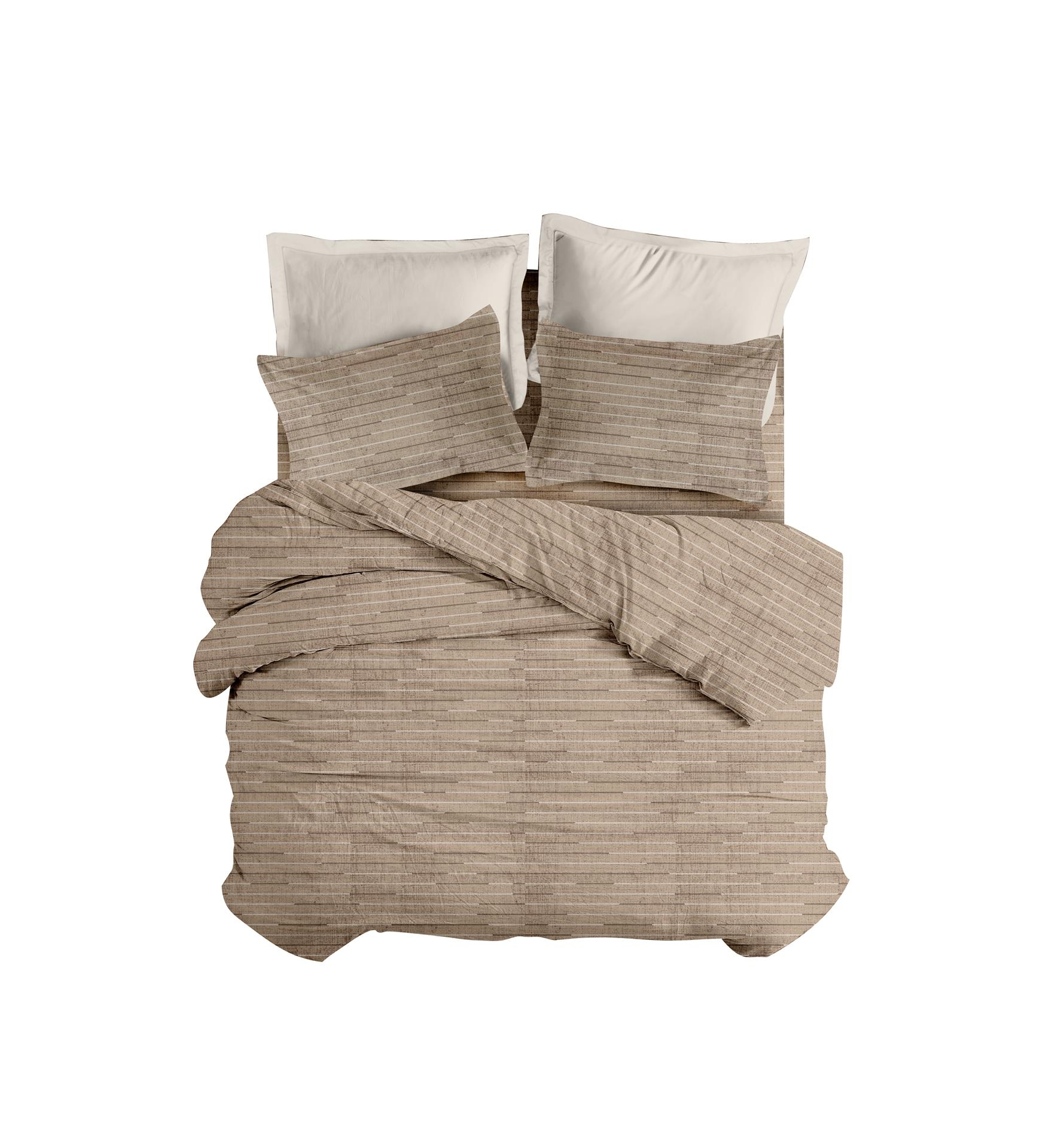 ΣΕΤ ΣΕΝΤ M FLAT LINES (BROWN3) 2*170x260cm 50x70cm  FLANNEL 100%COTTON