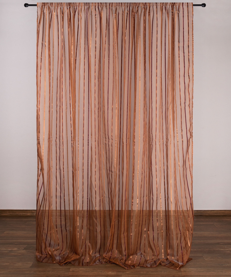 Κουρτίνα nx6104 (280cm x 300cm) με τρέσα καφέ