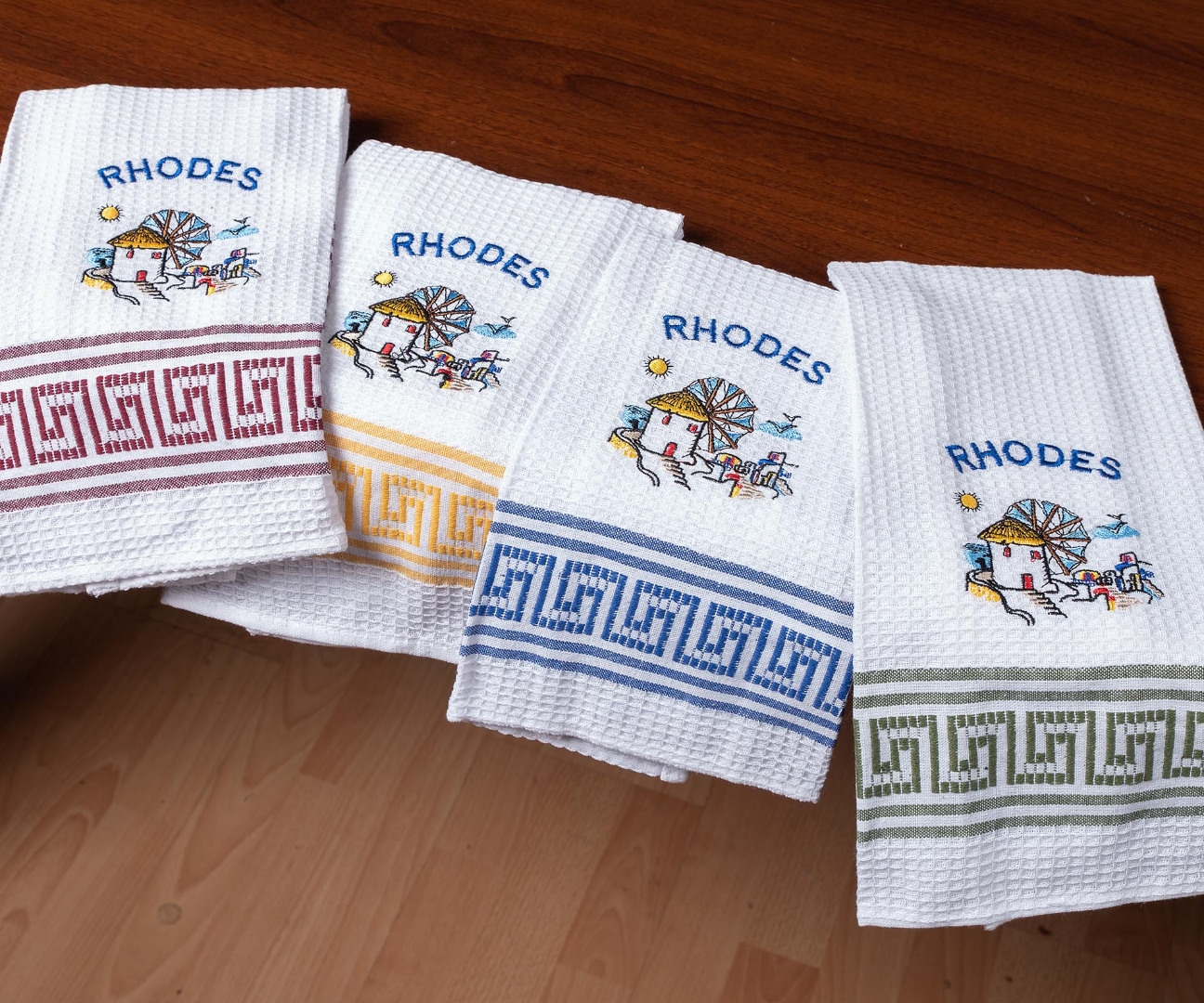 Σετ 12 τεμαχίων ποτηρόπανα (45cm x 65cm) ανεμόμυλος RHODES