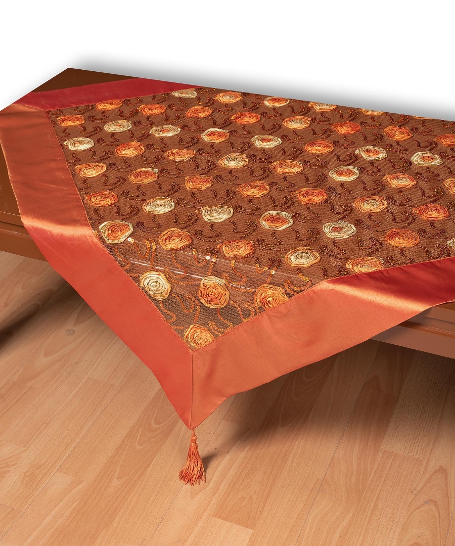 Τούλινο τραπεζοκαρέ 264-17 (130cm x 130cm) πορτοκαλί
