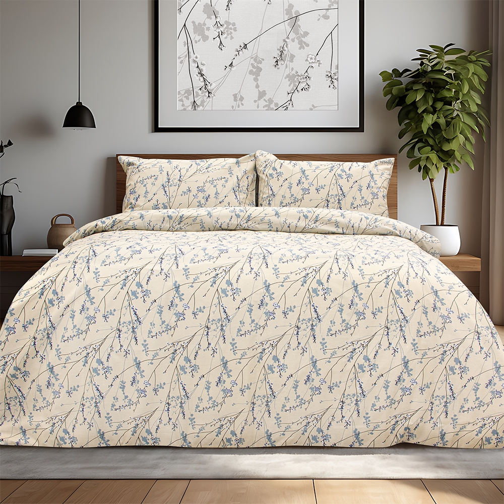 LINO Σετ Παπλωματοθήκη Υπέρδιπλη (225x245) Amandes Μπλε