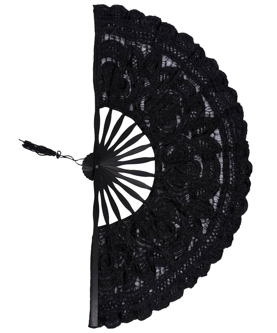 Χειροποίητη βεντάλια (27cm) μαύρη