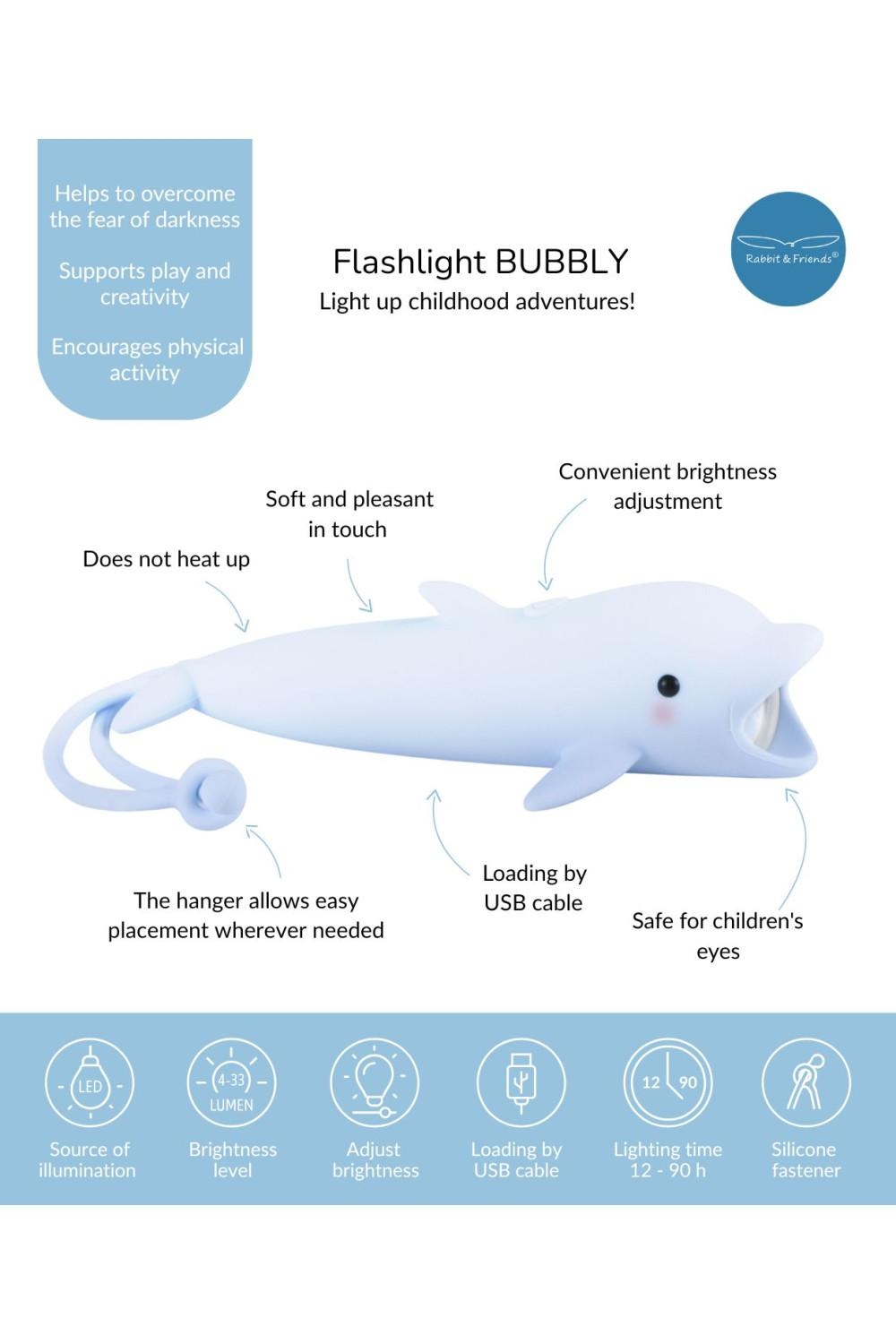 Μικρός Φακός Σιλικόνης Bubbly Dolphin - Rabbit & Friends