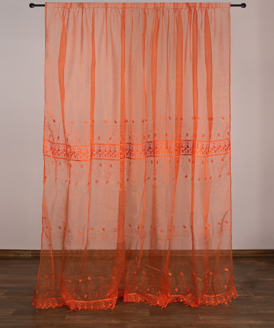 Κουρτίνα MK15 (280cm x 300cm) με τρέσα πορτοκαλί