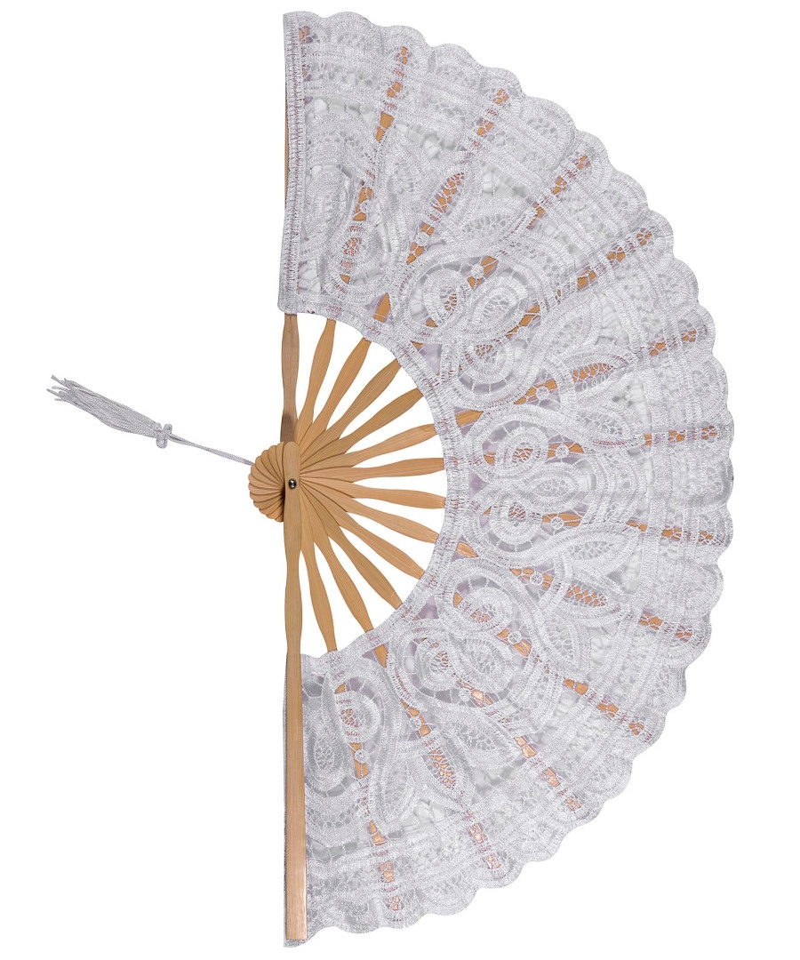 Χειροποίητη βεντάλια (22cm) λευκή