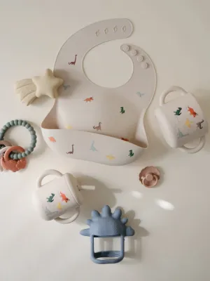 Ποτηράκι Σιλικόνης με Χερούλια και Καλαμάκι Dinosaurs - Mushie