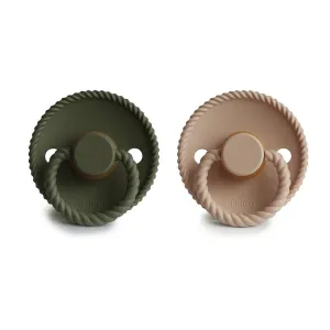 Σετ 2 Πιπίλες Latex FRIGG Rope Croissant/Olive 6-18 Μηνών