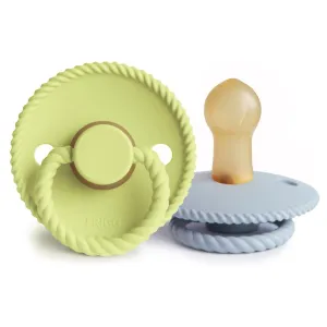 Σετ 2 Πιπίλες Latex FRIGG Rope Green Tea/Powder Blue 0-6 Μηνών