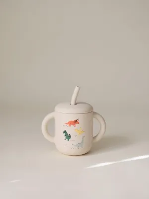 Ποτηράκι Σιλικόνης με Χερούλια και Καλαμάκι Dinosaurs - Mushie