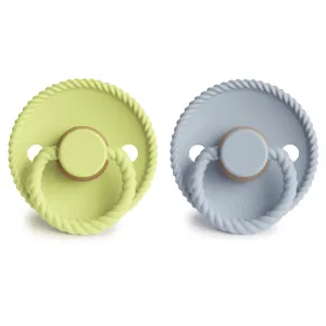Σετ 2 Πιπίλες Latex FRIGG Rope Green Tea/Powder Blue 0-6 Μηνών