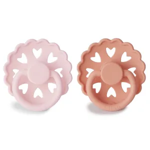 Σετ 2 Πιπίλες Σιλικόνης FRIGG Fairytale White Lilac/Pretty in Peach 0-6 Μηνών