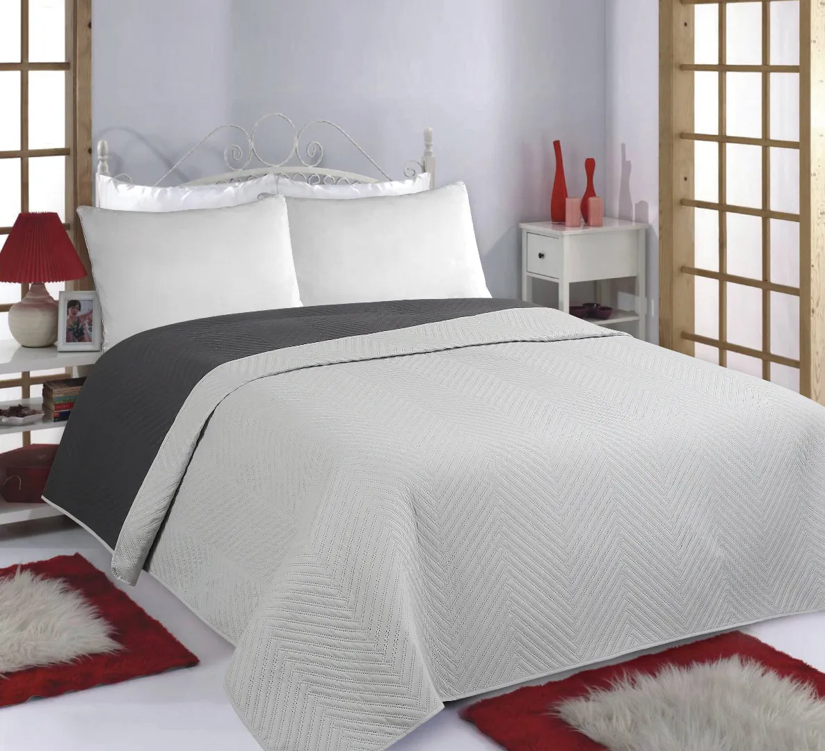 ΚΟΥΒΕΡΛΙ σετ (220cm x 240cm) BONES grey/anthracite