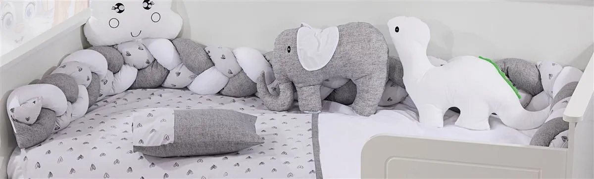 Πάντα Πλεξούδα bebe Τρίχρωμη 27 Μήκος 220 cm White-Grey 65/35 Cott/Pol