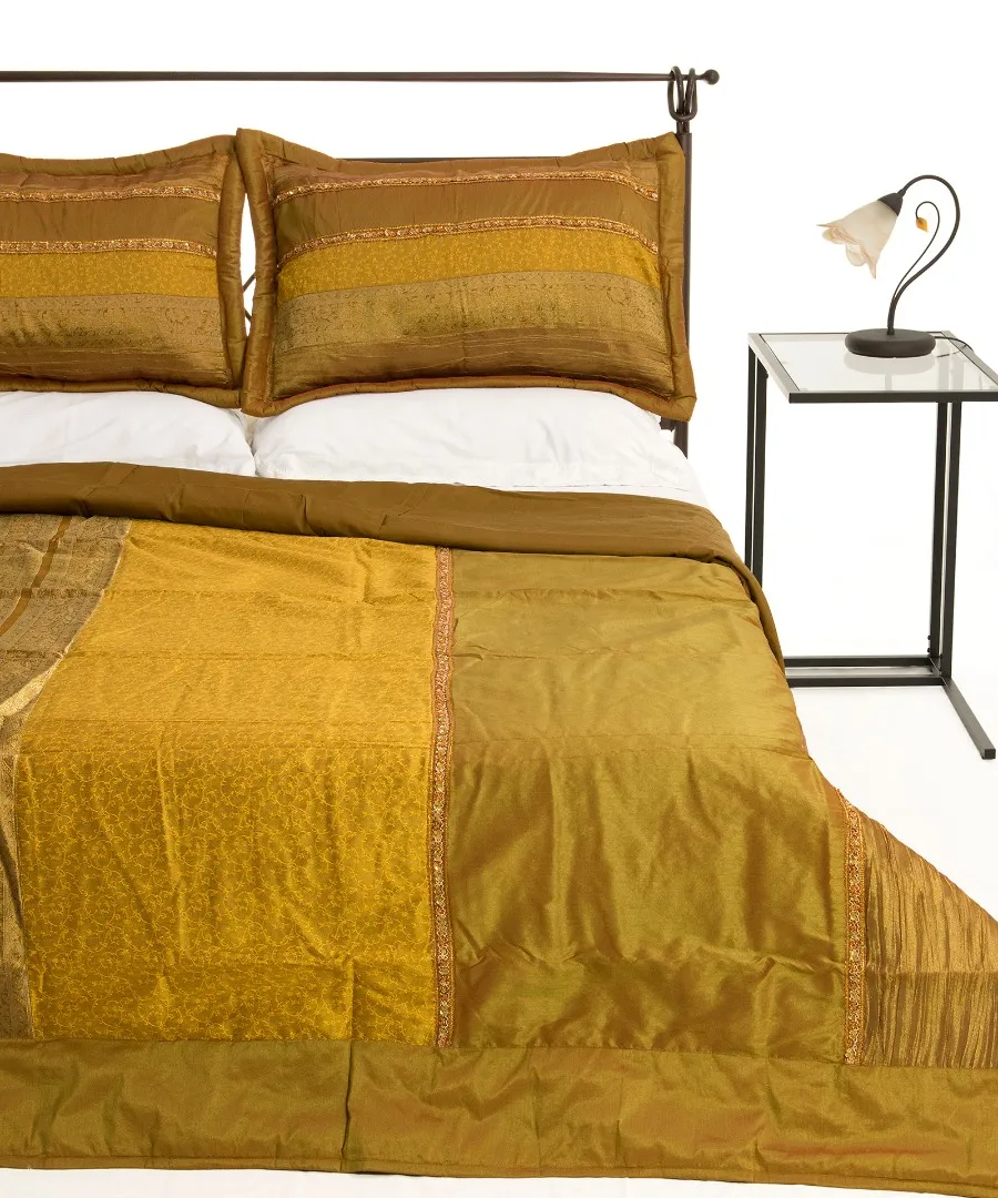 ΚΟΥΒΕΡΛΙ σετ (220cm x 240cm + 2 x 50cm x 70cm) TAJ MAHAL χρυσό
