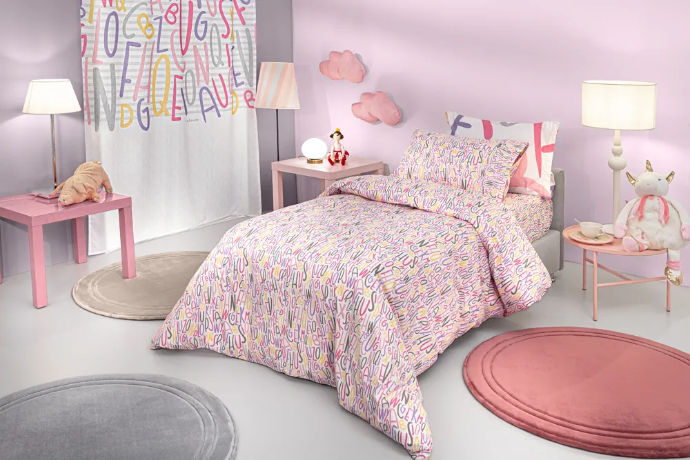 Σετ 3τμχ Παιδικά Σεντόνια Letters Pink 