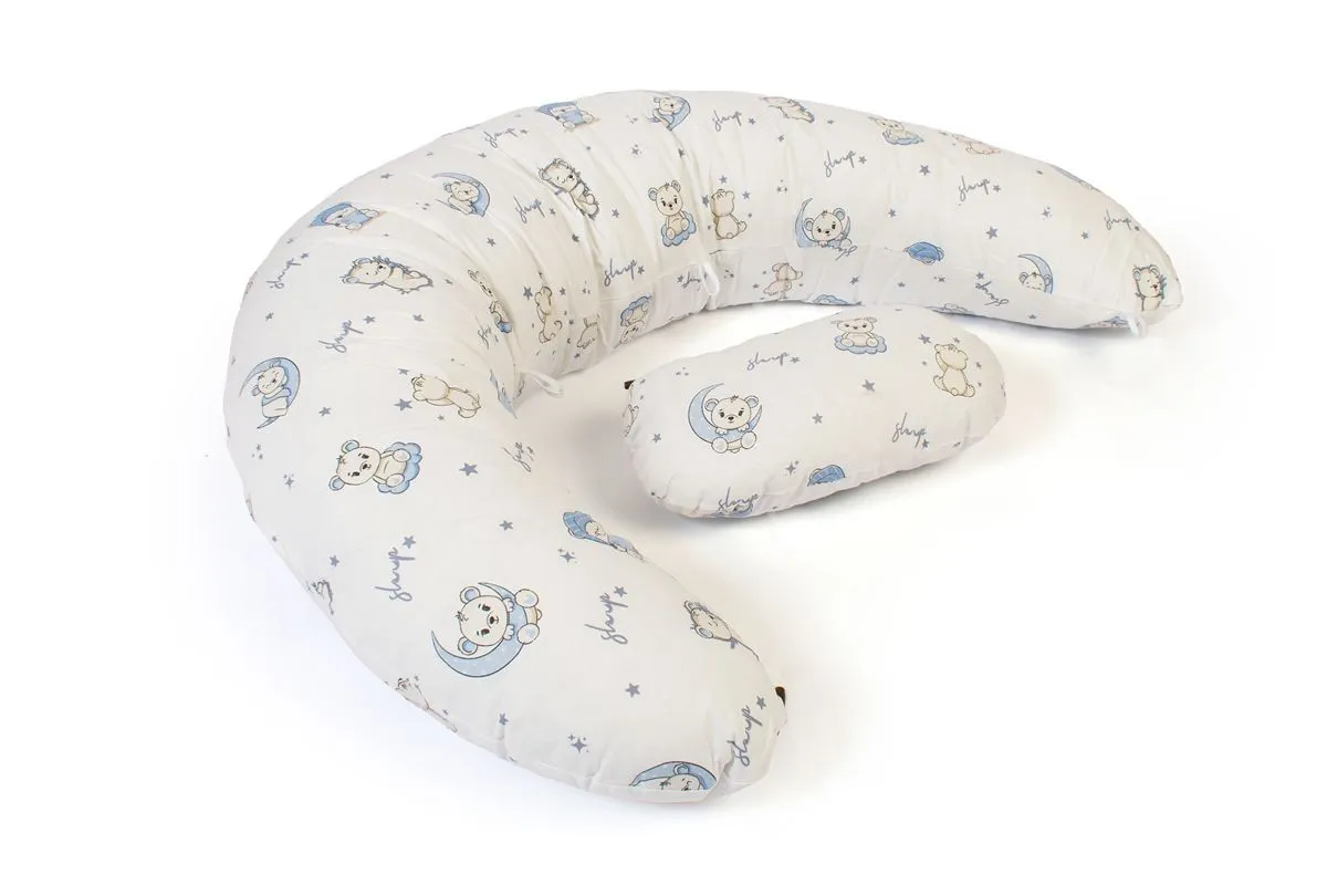 Μαξιλάρι Εγκυμοσύνης - Θηλασμού 2 σε 1 bebe Bear's Nest 03 155x35x20 White-Sky Blue 100% Cotton
