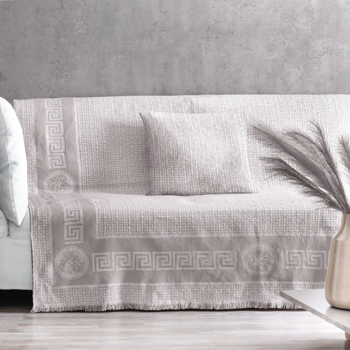MEANDROS SILVER  ΜΟΝΟΘΕΣΙΟ ΡΙΧ 180Χ180 100% COTTON  ΚΑΛΟΚΑΙΡΙΝΟ
