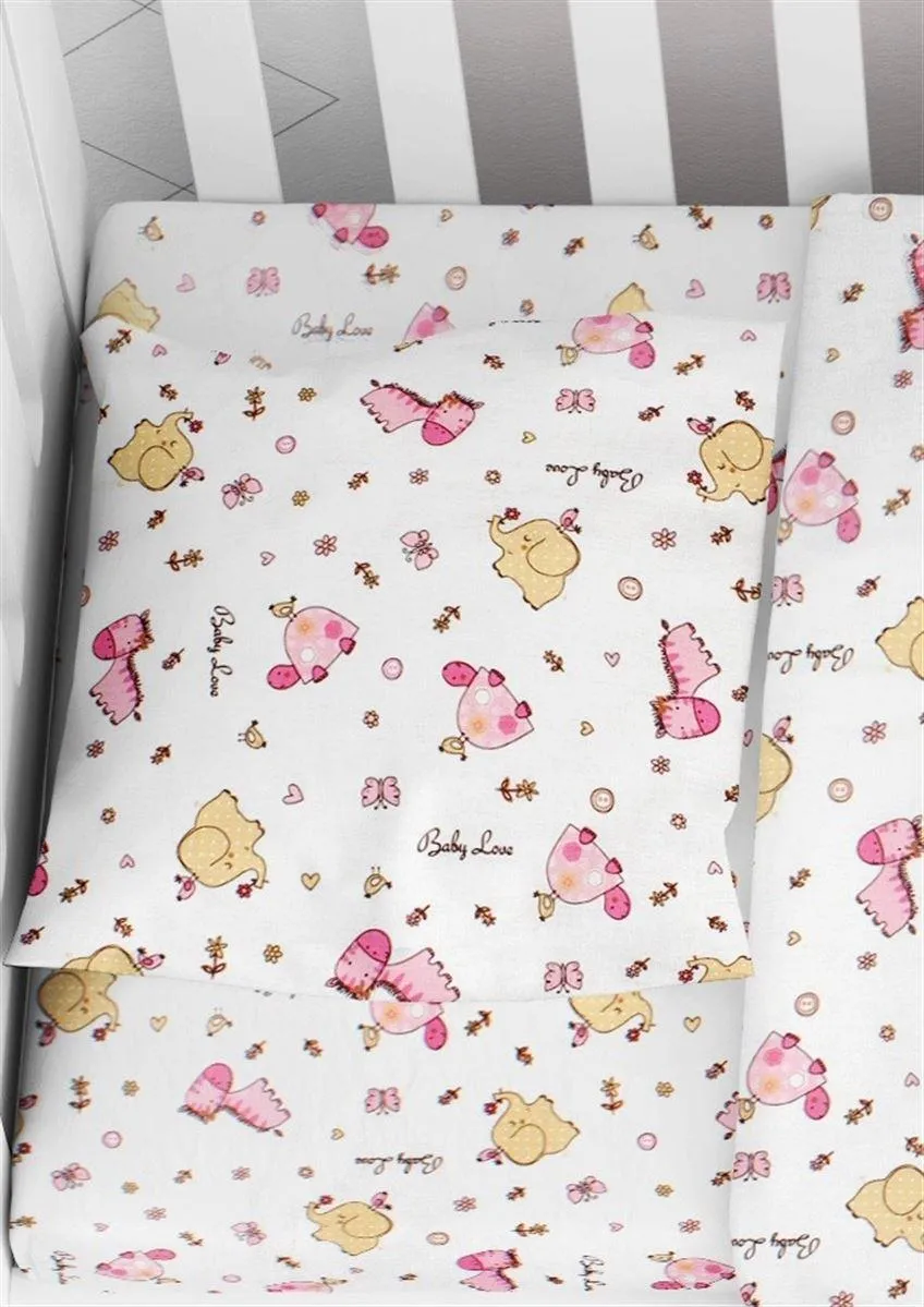 Μαξιλαροθήκη Εμπριμέ bebe Elephant 072 35X45 White-Pink 100% Cotton Flannel