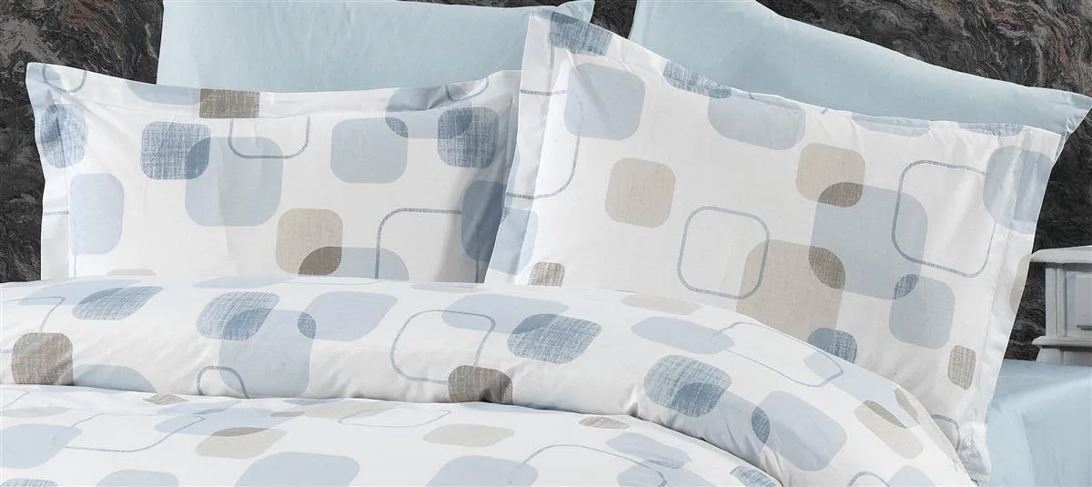 Μαξιλαροθήκη Εμπριμέ Μελίνα 707 50X70 White-Light Blue 100% Cotton