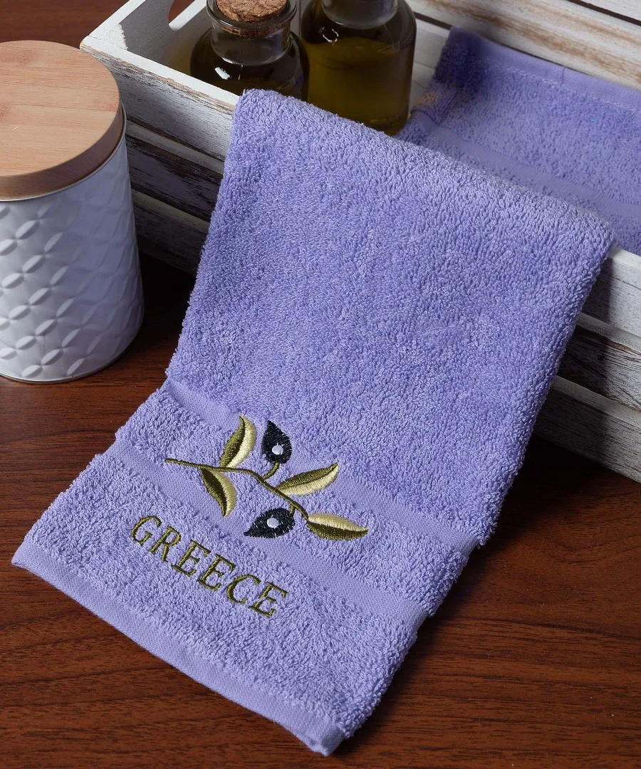 Πετσέτα Προσώπου ( 50cm x 100cm ) Μωβ με Κλαδί GREECE