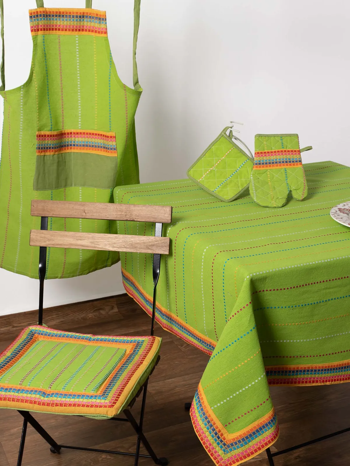 τραπεζοκαρέ (140cm x 140cm) moda ριγέ πράσινο