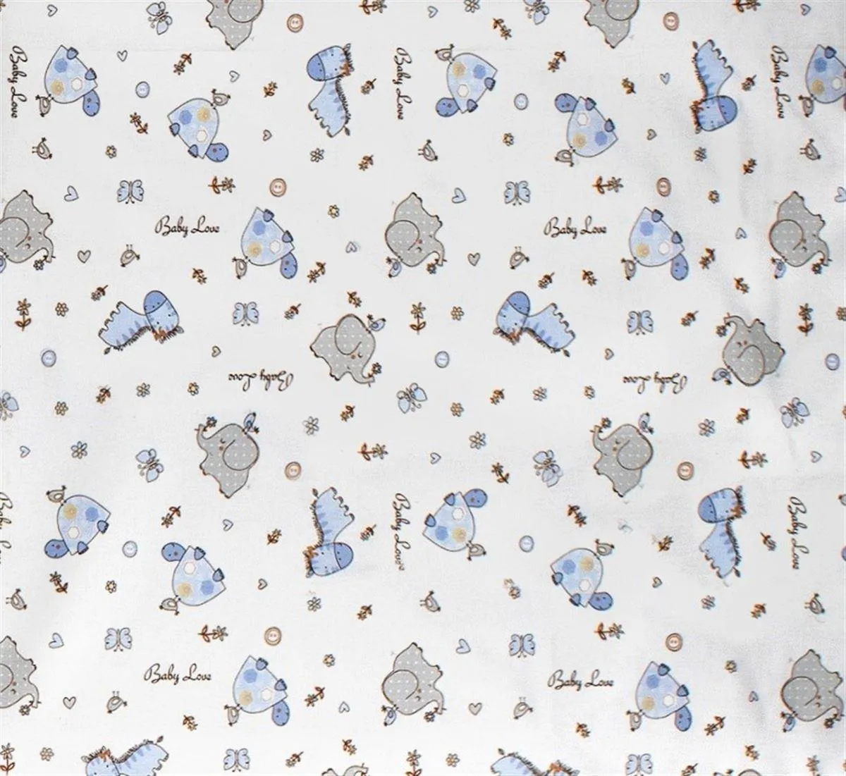 Πάνα Φανέλα bebe Elephant 074 80X80 White-Sky Blue 100% Cotton Flannel