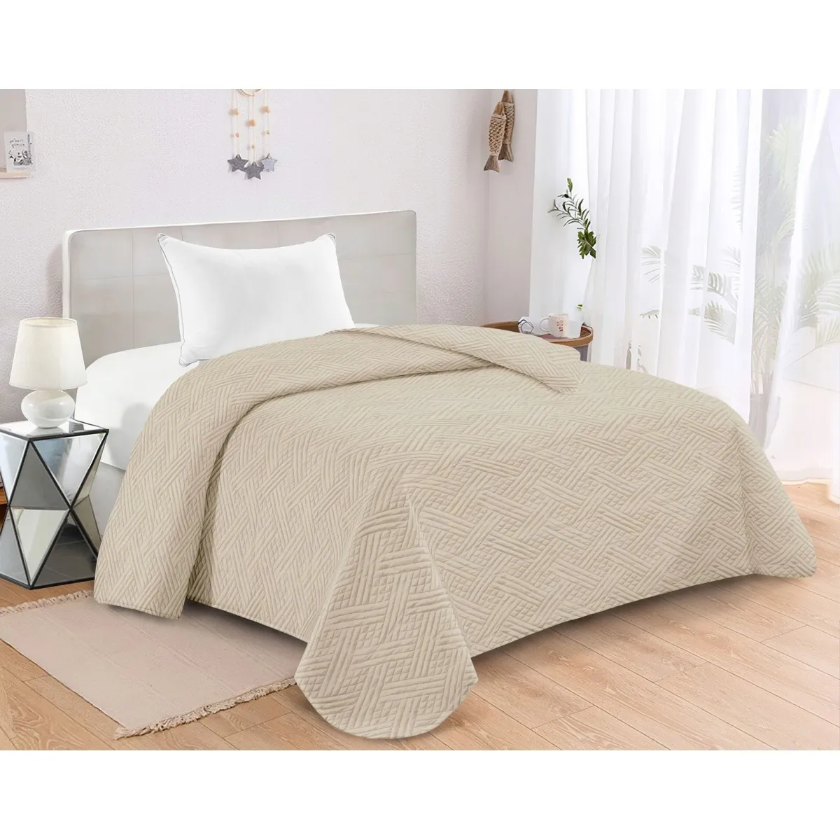 ΚΟΥΒΕΡΛΙ MICROFIBER ΜΟΝΟ 160X240 ADAM HOME GLORIA CREAM