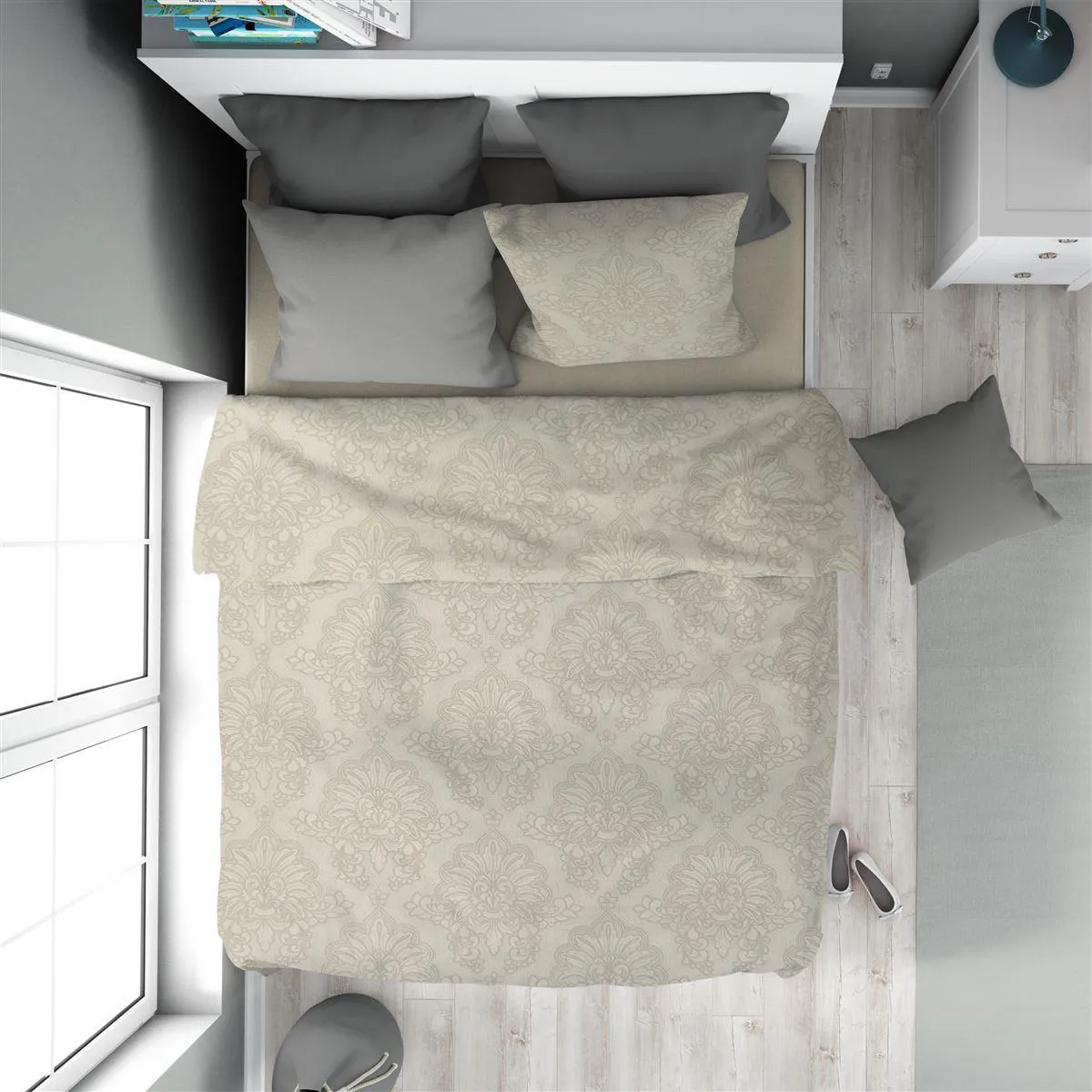 Παπλωματοθήκη Εμπριμέ Άρτεμις 702 160X240 Beige 100% Cotton
