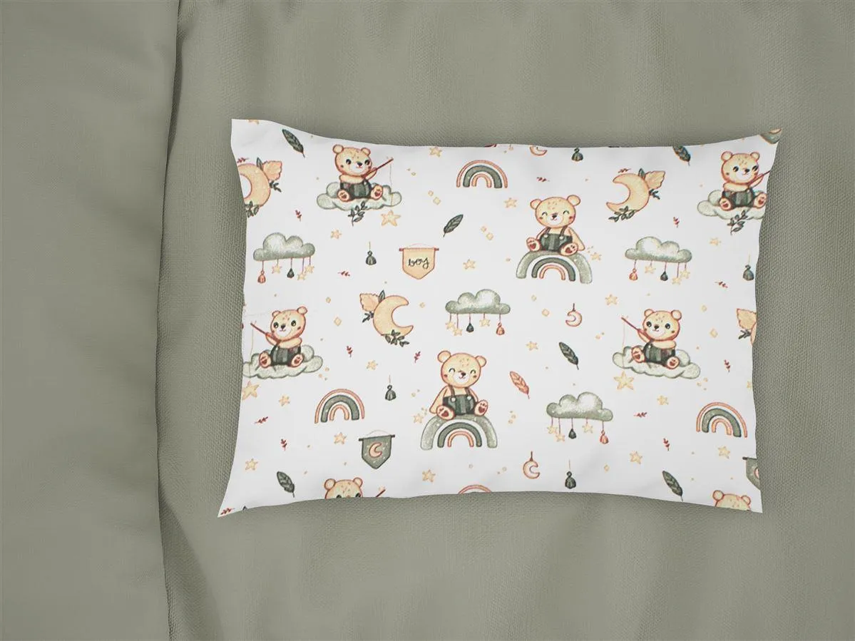Μαξιλαροθήκη Εμπριμέ bebe Cloudy Bear 581 35X45 White-Olive 100% Cotton