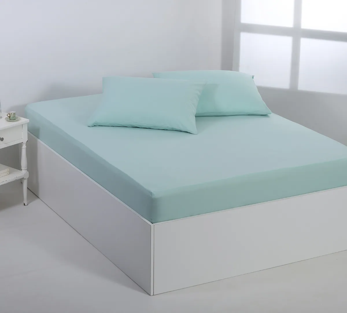 Βαμβακερό σεντόνι essentials (105cm x 200cm + 35cm) misty jade