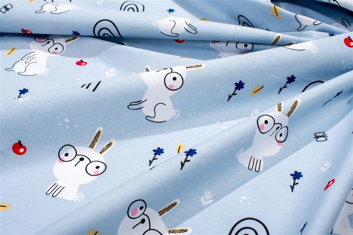 Σεντονάκι Λίκνου bebe Rabbit Garden 584 80X110 Sky Blue 100% Cotton