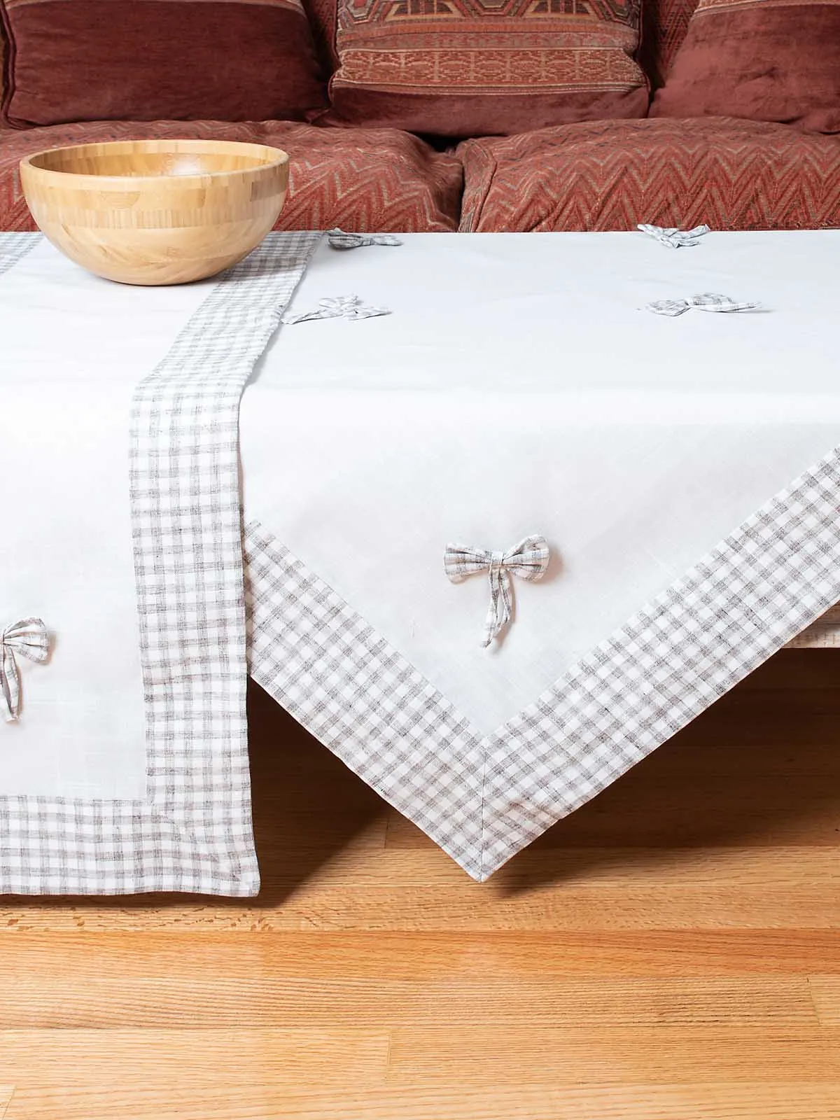 τραπεζομάντηλα (140cm x 180cm) bow ivory/μπεζ