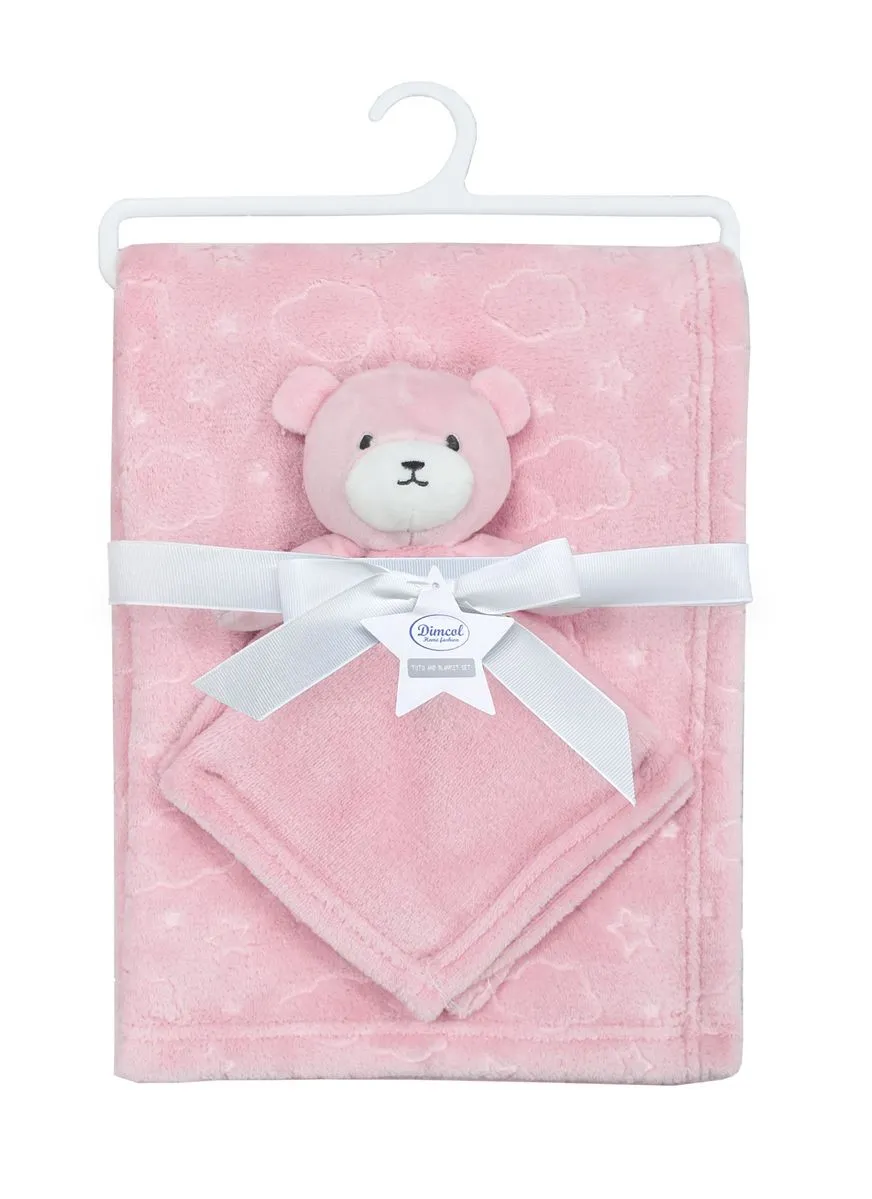 Νάνι-Πανάκι Παρηγοριάς bebe σετ 2 τεμ. Bear 08 33X33 & Κουβέρτα Coral Fleece 75X100 cm Pink 100% Polyester
