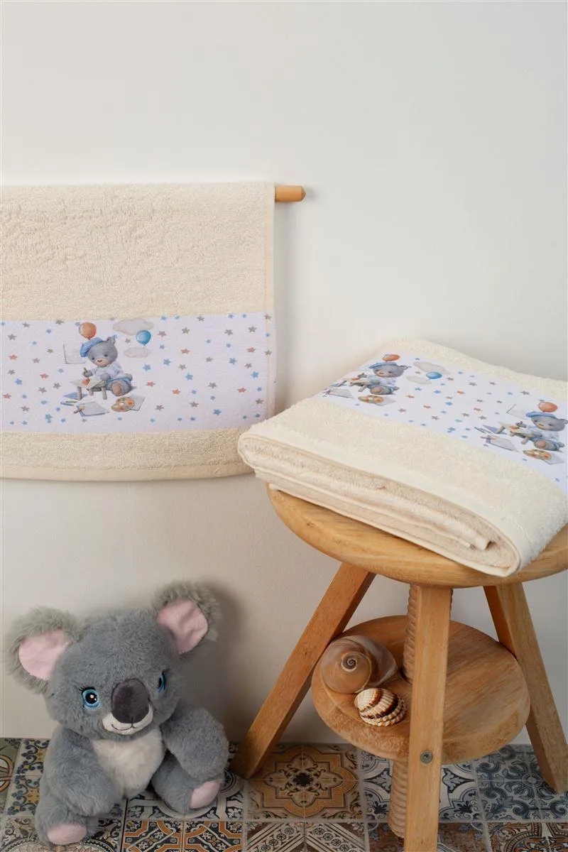 ΠΕΤΣΕΤΑ Με Ψηφιακή Εκτύπωση Σετ 2 τεμ bebe Painter 133 30X50,70X140 Εκρού 100% Cotton