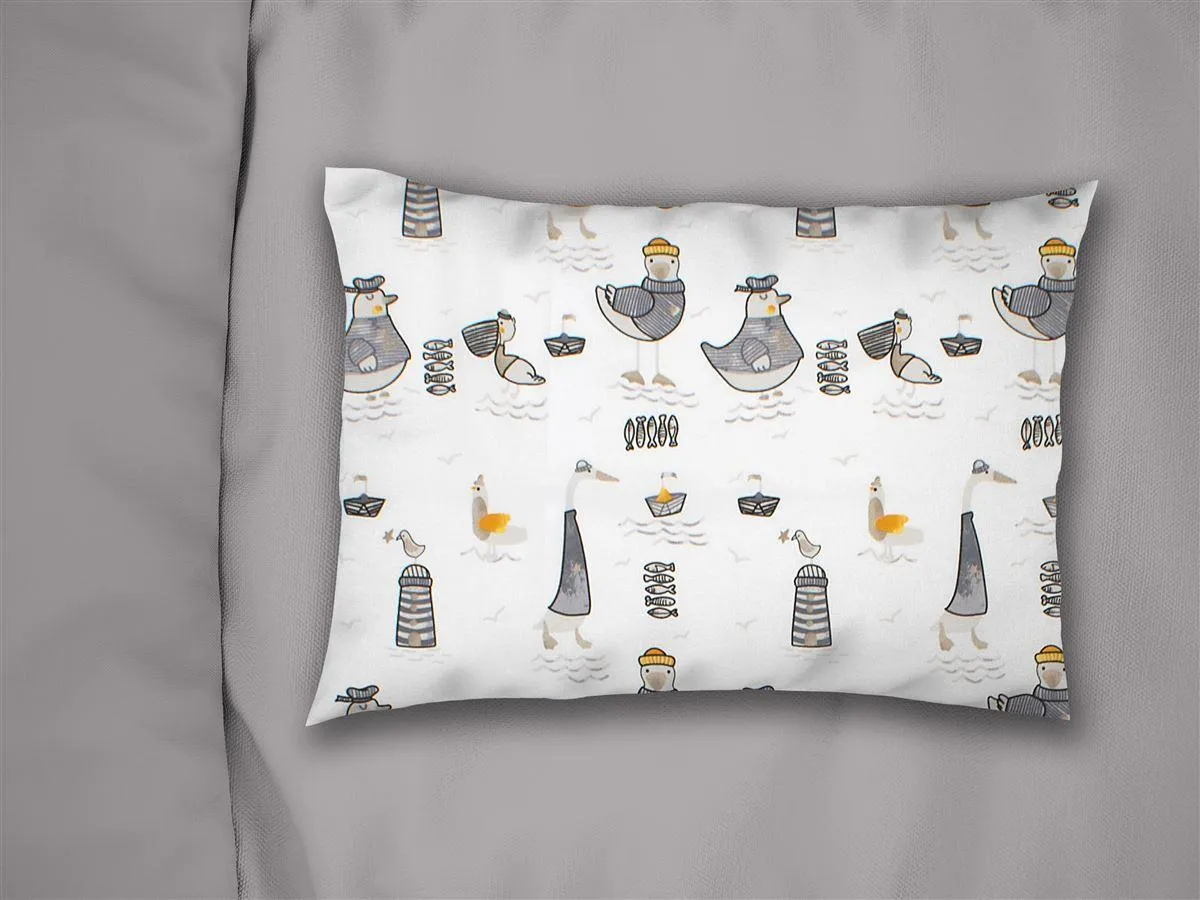 Μαξιλαροθήκη Εμπριμέ bebe Seabirds 578 35X45 White-Grey 100% Cotton