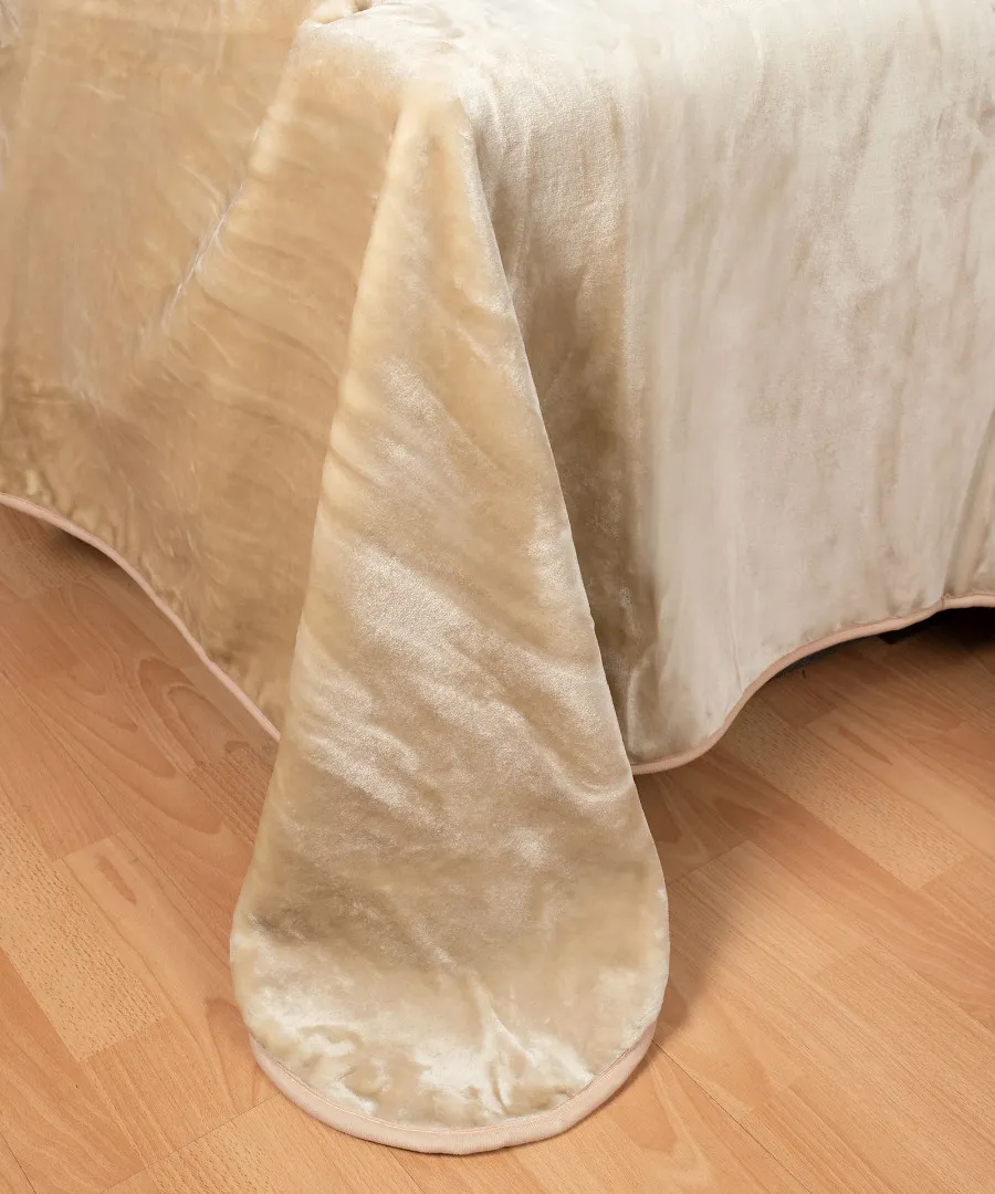 Βελουτέ κουβέρτες (220cm x 240cm) μπεζ