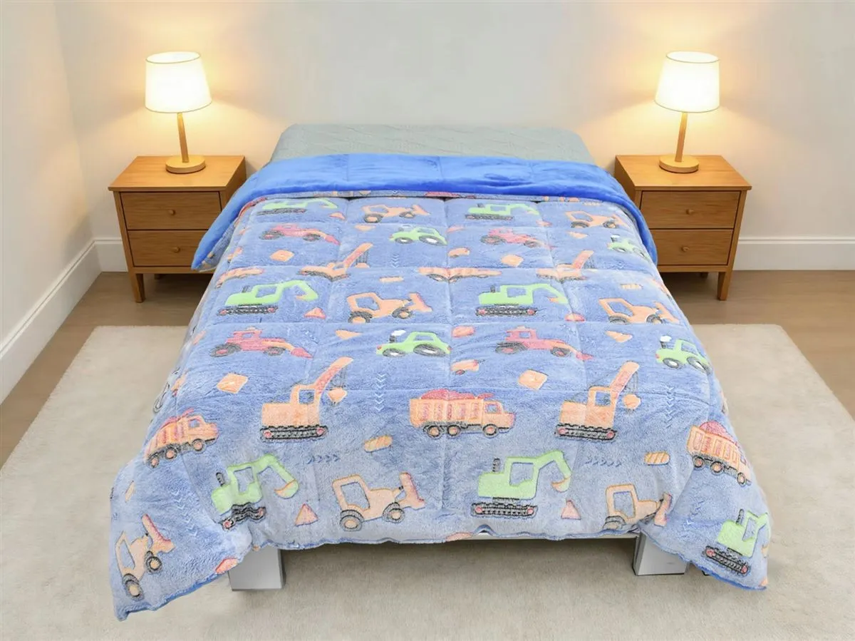 Κουβερτοπάπλωμα φωσφορίζον Bulldozer 175x225 Blue 100% Polyester