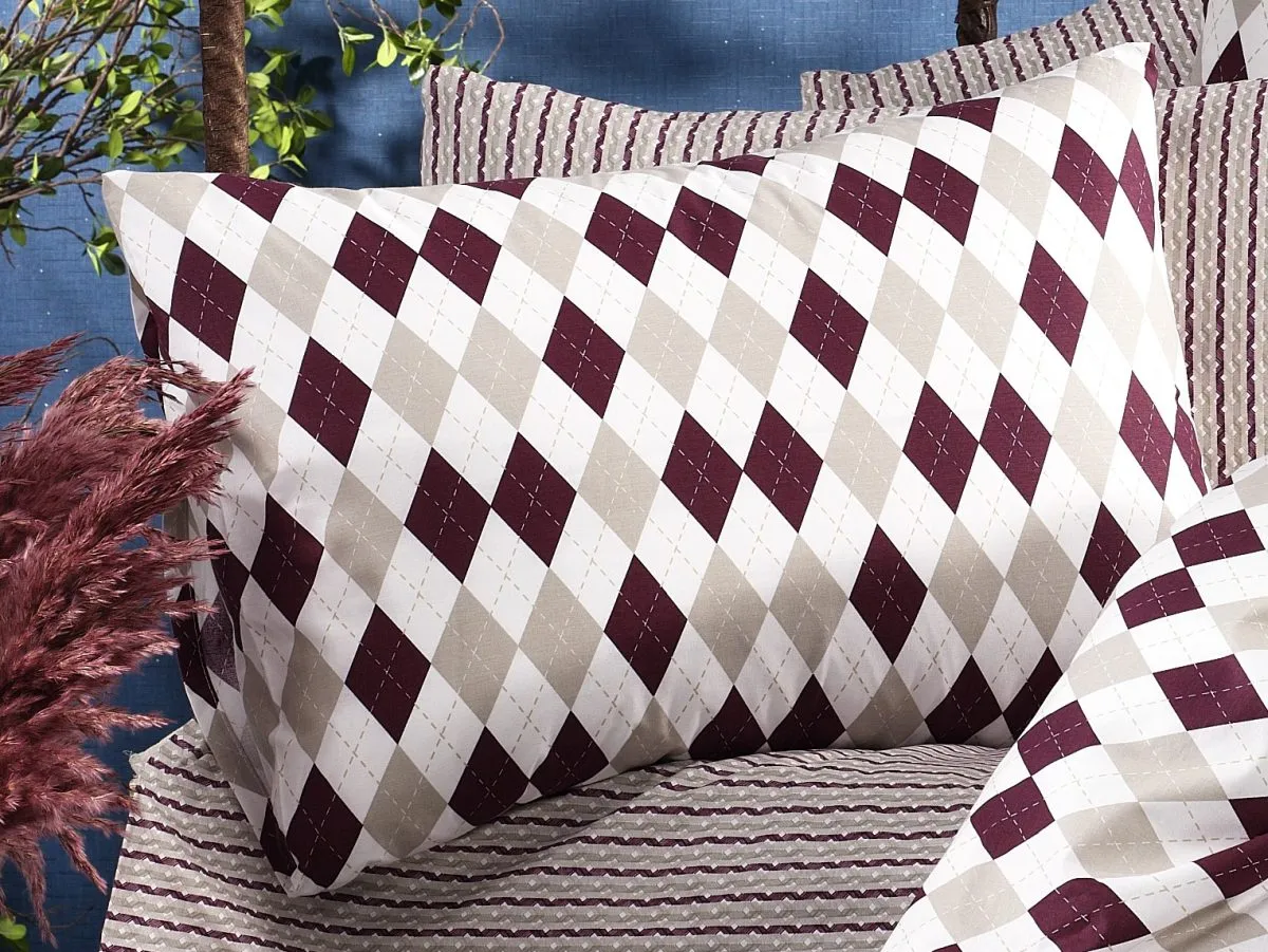 Μαξιλαροθήκη Εμπριμέ Φανέλα DIMcol Diamond 326 Burgundy 50x70 cm