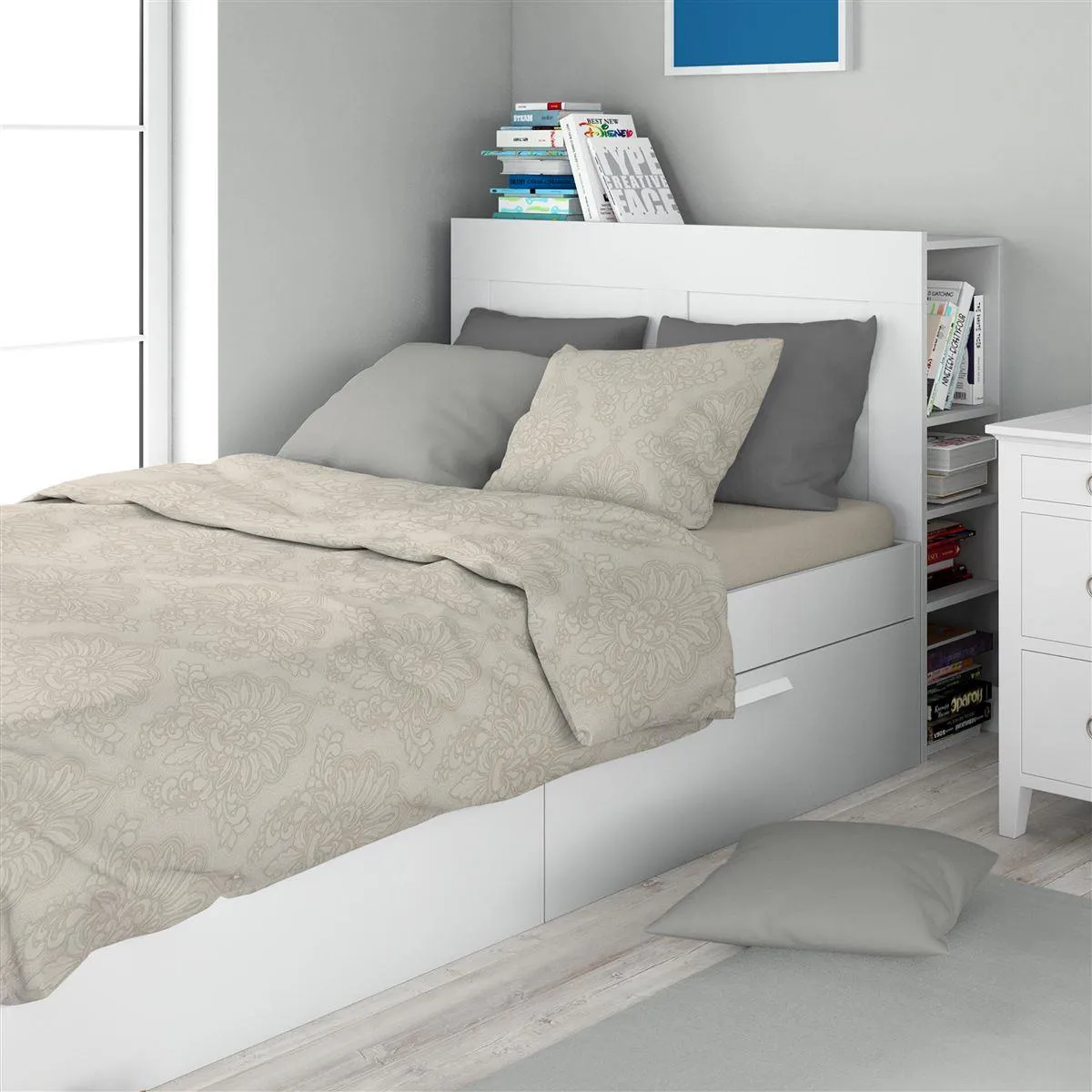 Σεντόνια Εμπριμέ Σετ 3 τεμ Άρτεμις 702 160X240 Beige 100% Cotton