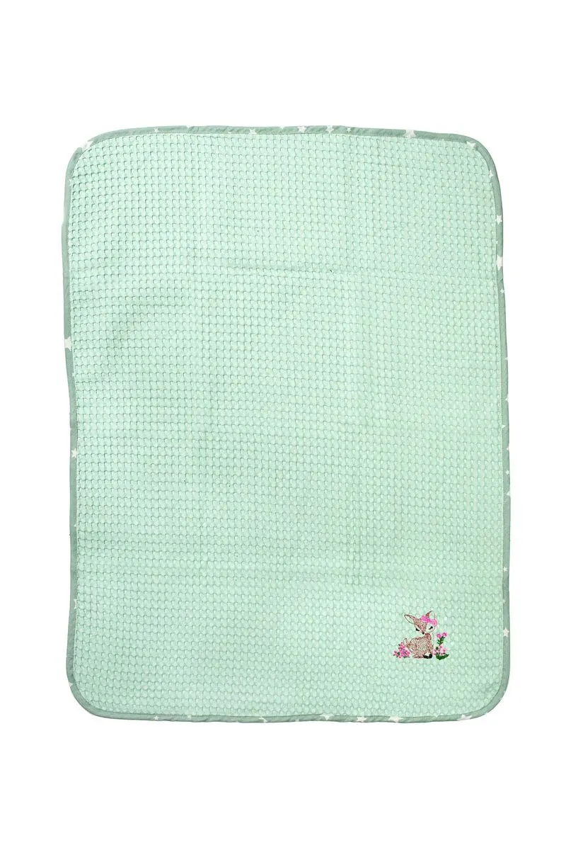 Κουβέρτα Πικέ Με Κέντημα bebe Deer 199 100X160 Mint 100% Cotton