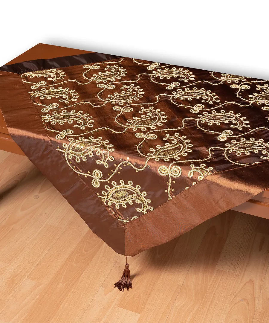 Σατέν τραπεζοκαρέ 1028 (130cm x 130cm) καφέ  