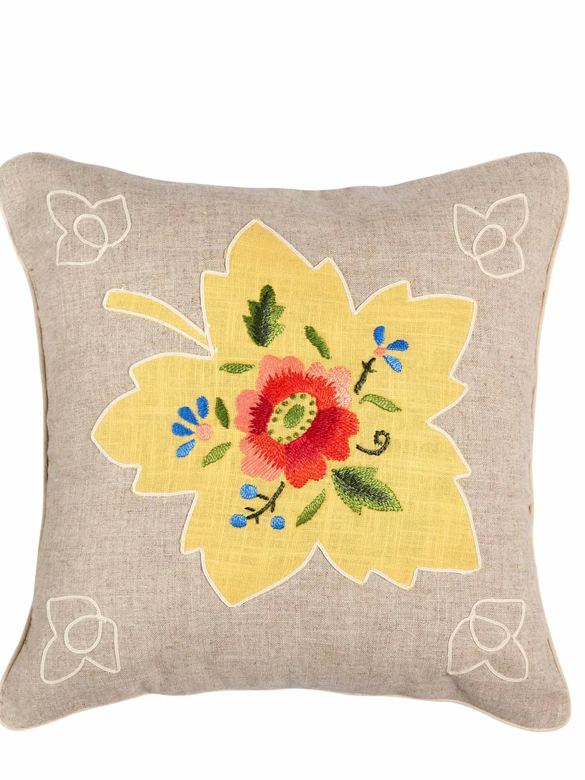 ΜΑΞΙΛΑΡΟΘΗΚΗ (45cm x 45cm) λινό λουλούδι3