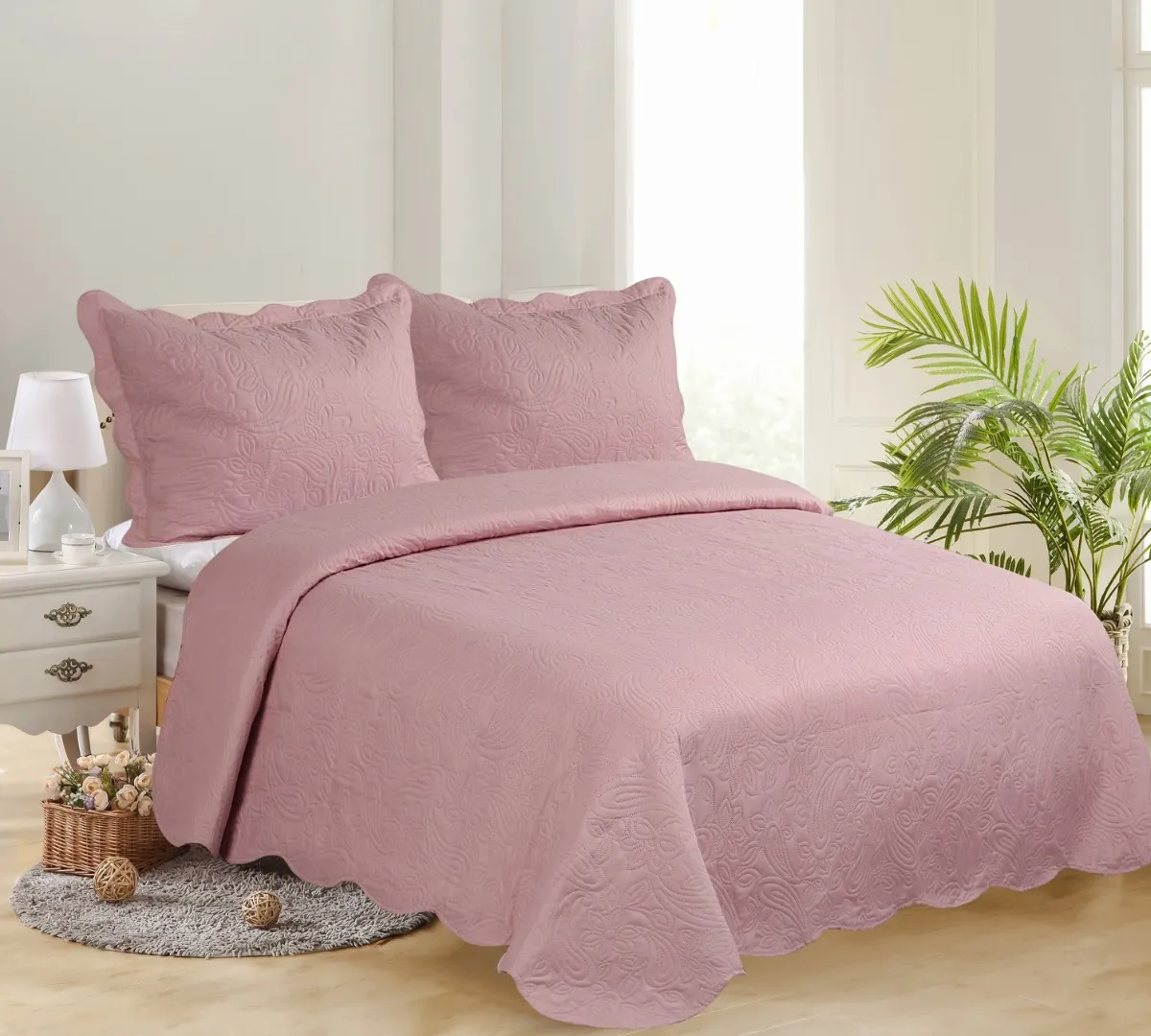 Μονό κουβερλί solid (160cm x 220cm + 1 x 50cm x 70cm ) amethyst/cream