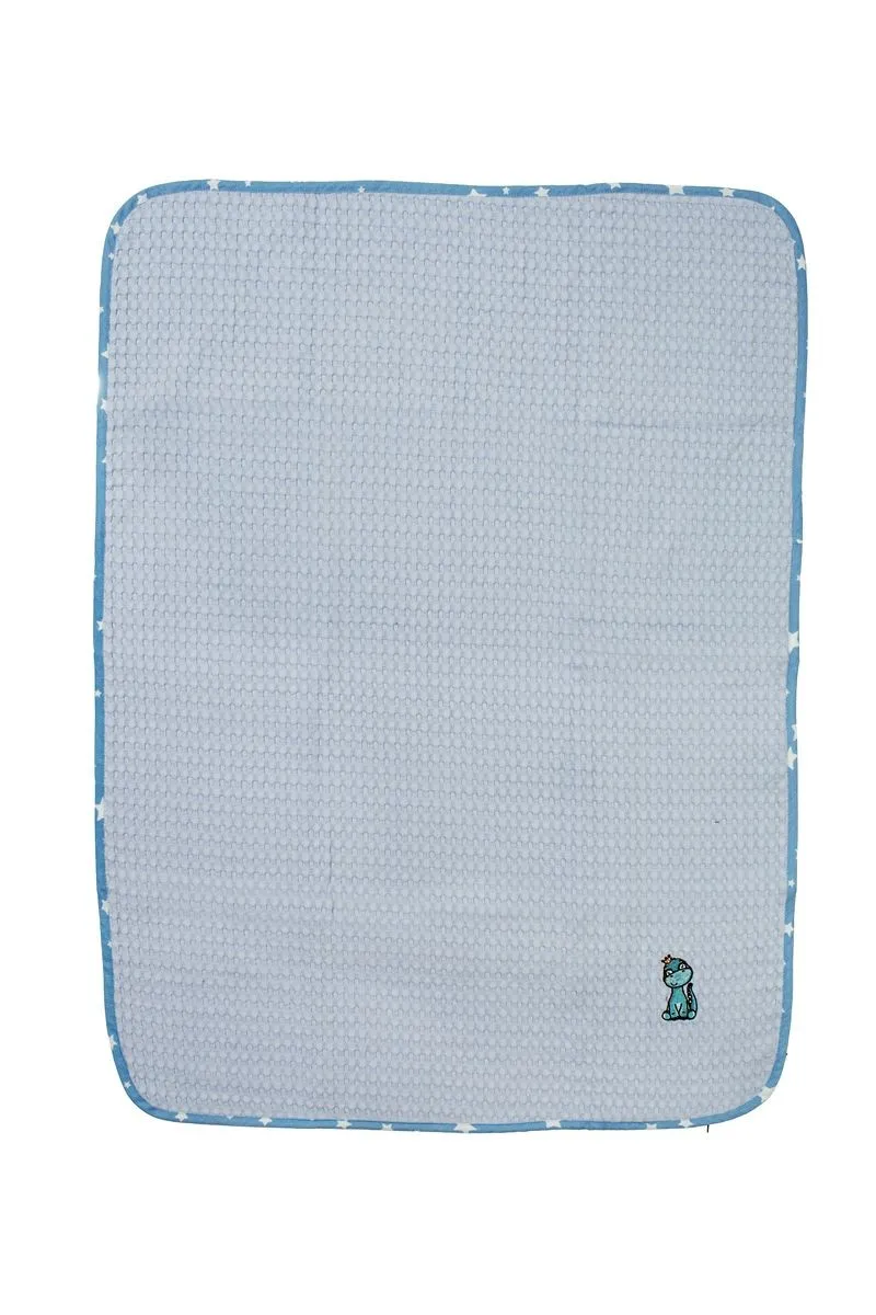 Κουβέρτα Πικέ Με Κέντημα bebe Dinosaur 179 80X110 Sky Blue 100% Cotton