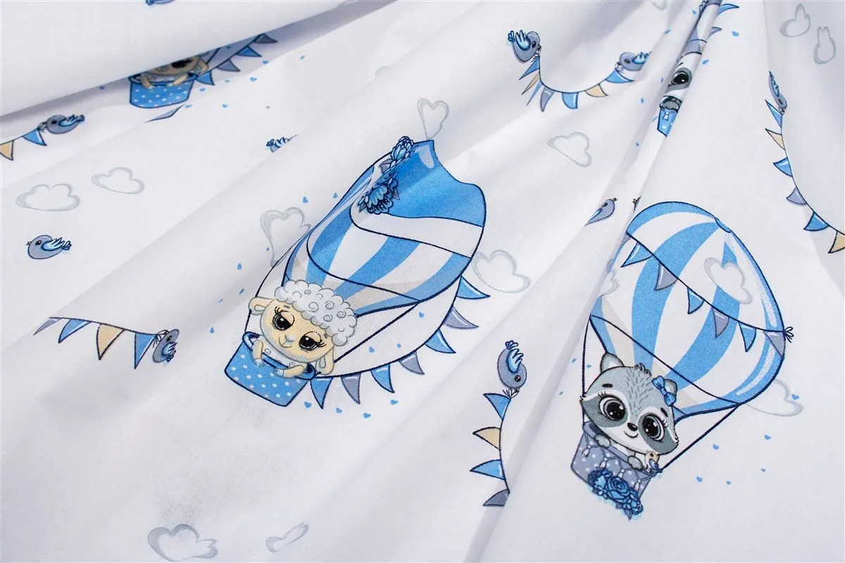 Σεντονάκι Λίκνου bebe The Floating Zoo 596 80X110 White-Blue 100% Cotton