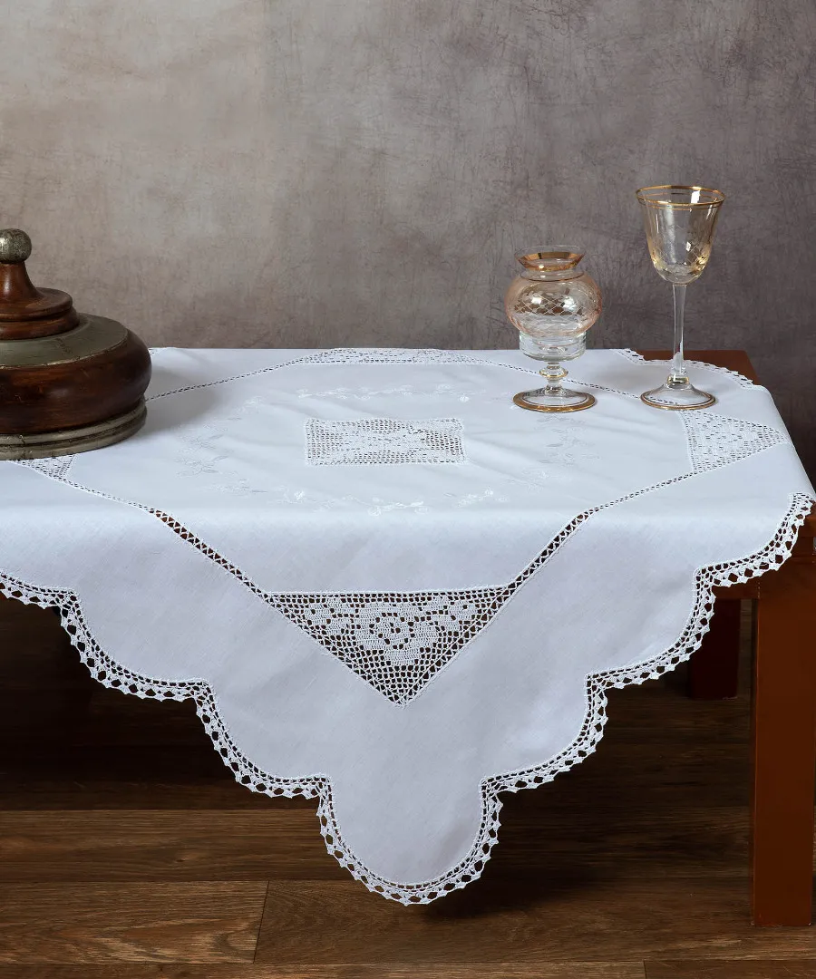 Καρέ με πλεκτό 1153 (90cm x 90cm) λευκό