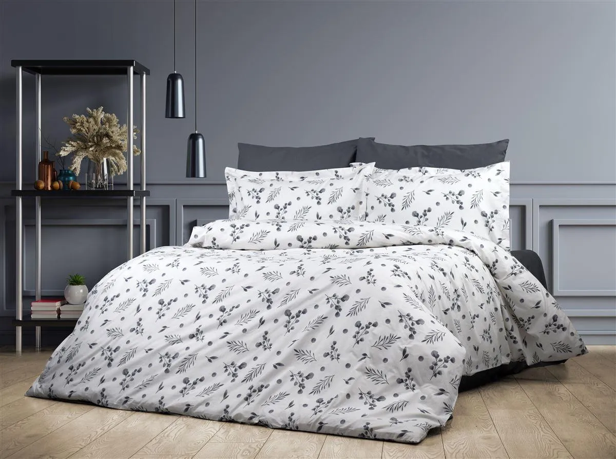 Σεντόνια Εμπριμέ Σετ 3 τεμ Μυρτώ 350 220X240 Grey 100% Cotton Flannel