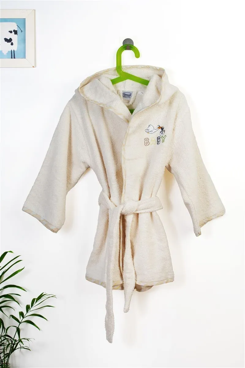 Μπουρνούζι Με Κέντημα kids Stork 194 Size: 02 Ecru-Yellow 100% Cotton