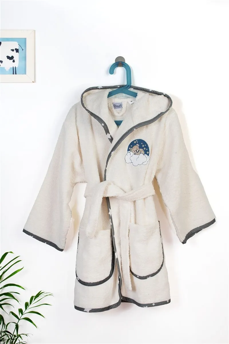 Μπουρνούζι Με Κέντημα kids Cloudy Bear 177 Size: 04 Ecru-Grey 100% Cotton